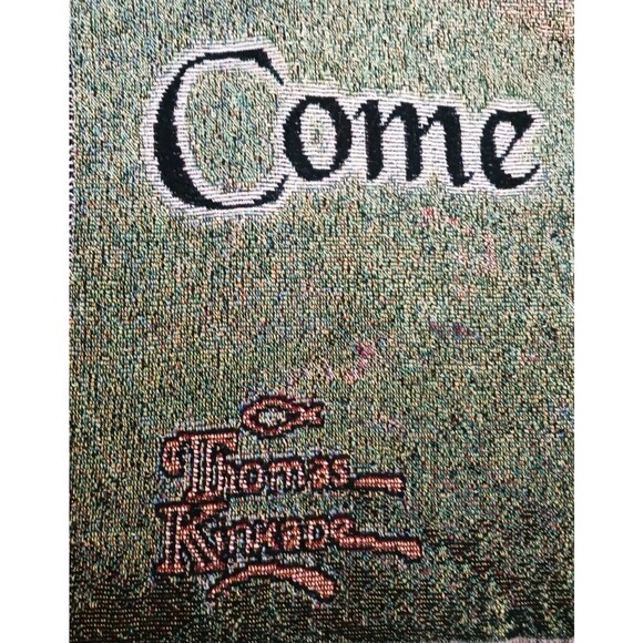 Thomas Kinkade Tapestry Throw Blanket Good Shepherds Cottage Mark 6:31 Sympathy - Picture 4 of 6